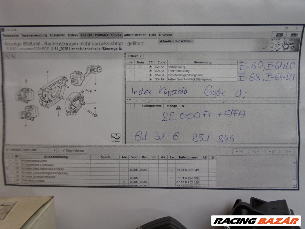 [GYÁRI ÚJ] BMW index kapcsoló 5-ös / 6-os sorozat / E60, E61 + LCI / E63 / E64 + LCI 6. kép